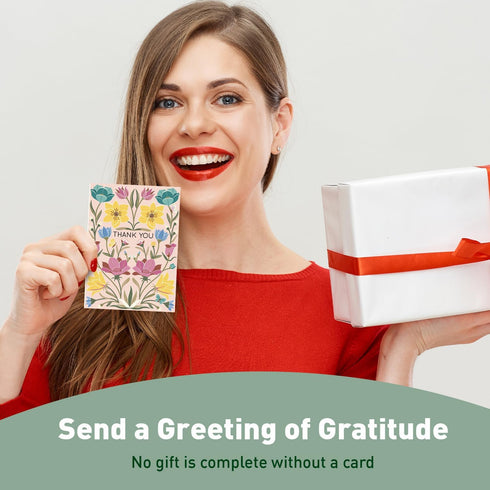 4x5.5" Set 24 S&O Dust & Bloom Thank You Cards with Envelopes - Blank Greeting Card for Handwritten Messages - Thank