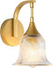 1-Light Gold Wall Sconce,Bathroom Sconces Brass Modern Wall Light Fixture with Clear