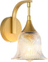 1-Light Gold Wall Sconce,Bathroom Sconces Brass Modern Wall Light Fixture with Clear