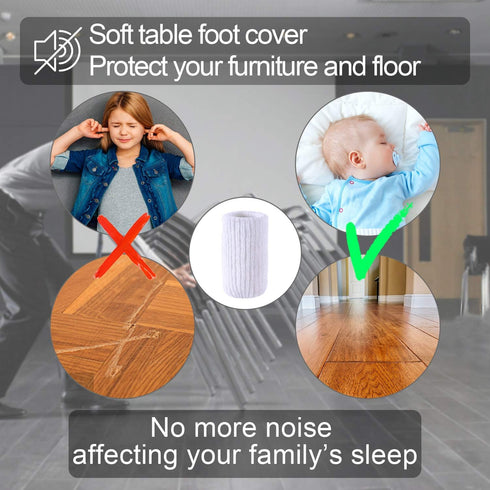 32 Set, PCs Furniture Leg Socks - High Elastic Knitted Chair Leg Floor Protectors, Thickening White Chair Leg Covers