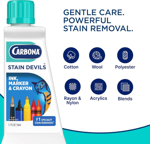 #3 1.7 Oz, 1 Pack Carbona Stain Devils | Ink, Marker & Crayon | Professional Strength Laundry Stain Remover |