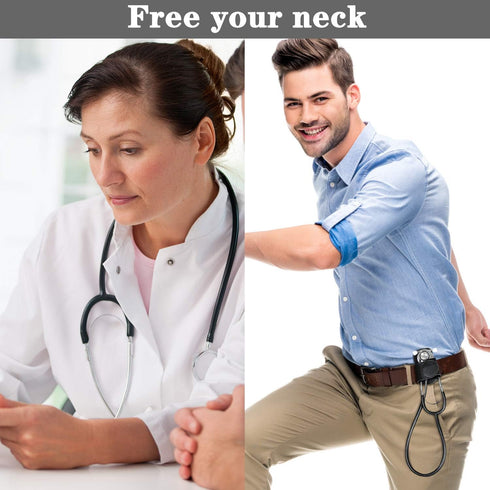 Handmade Artificial Leather Stethoscope Holder with Clip to Protect from Neck Carrying or Loss (Black, 1 Piece)