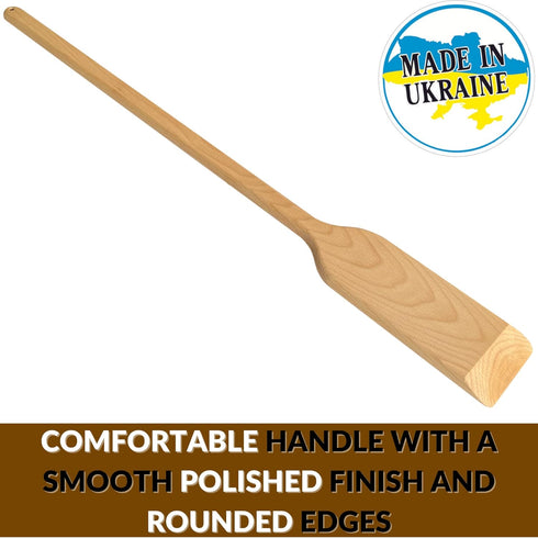 Giant Wooden Mixing Paddle 36-in Beech, Heavy Duty Stirring Spatula for Cooking, Brewing, and Camping