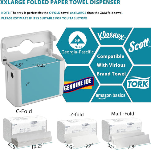 Countertop Lid300-Sheet C-fold Paper Towel Dispenser XXLarge - Heavy DutyWide-Design Folded Paper Towel Dispenser