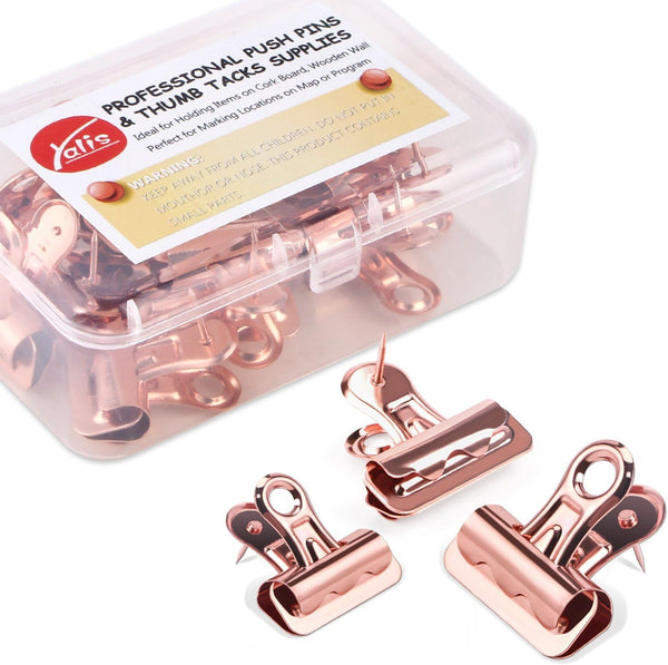 Yalis Push Pins Clips 15-Count - Pinning No Holes for Paper, Creative Paper Clips with Tack for Cork Board