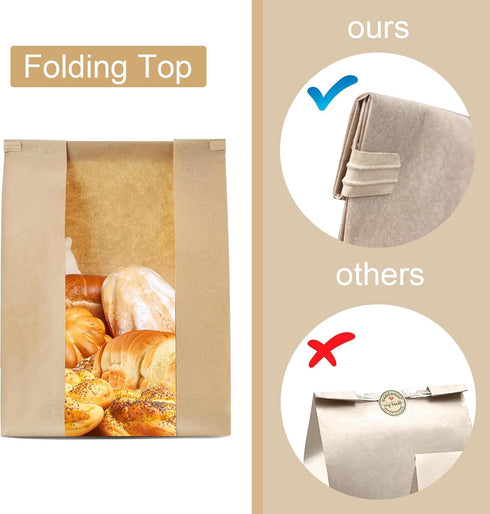 30 Pack Bread Bags for Homemade Bread Sourdough Bread Bags with Tin Strip Large Bakery Bags with Window Paper Bread