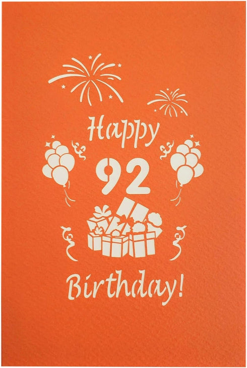 iGifts And Cards Happy 92nd Birthday 3D Pop Up Greeting Card – Unique Celebration with Balloons and Gifts