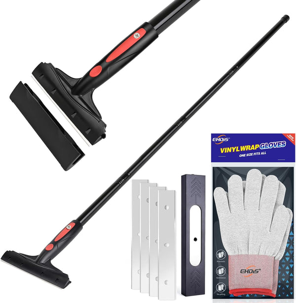 EHDIS Extenble Razor Blade Scraper, 16''-58'' Long Handle 6" Wide Blade Scraper