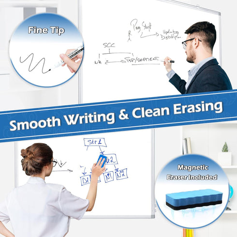 DOLLAR BOSS Magnetic Dry Erase Board, 24 x 18 Inch Double-Sided Whiteboard for Office, School, Home with 8 Magnets