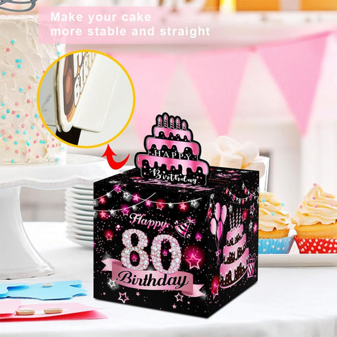 Toerifer 80th 80 Set-Included 35 Money Box for Cash Birthday Gift, Years Old Surprise Box Gift Box for Money Pull