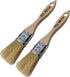 Set of 2 European Professional Flat Paint Brushes, 1 inch, Natural Bristle Wooden Handle for Art, Kids, Walls, Details.