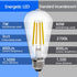 E ENERGETIC LIGHTING ST58/ST18 LED Filament Bulbs, 3CCT, 2700K/4000K/5000K, 7W (60W Equivalent), High Brightness, E26,