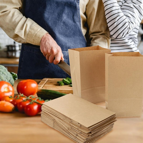 100pcs 18x11x32cm Packing Uonlytech Brown Kraft Paper Sandwich Bags Disposable Bread Bags Oil-resistant Portable Food
