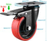 Heavy Duty 4 Inch Caster Wheels Set of 4, 2200Lbs Capacity Silent Swivel with Brake & Rigid TPR Rubber Wheels