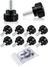 Hotop Black(10 Pieces,M4 10 mm) Threaded Knurled Thumbscrew Monitor Mount Screws on Knobs Monitor Screws Carbon Steel