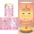 Tujoe 3 Pcs Interchangeable Unicorn Bedside Table Lamp Fabric Nightstand Table Lamp for