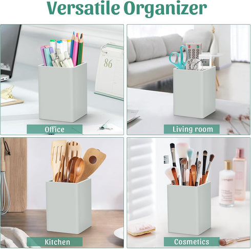 Pen Holder for Desk, Nordic Elegance Square Silicone Pencil Holder, Waterproof Multifunctional Office Supplies (Grey)