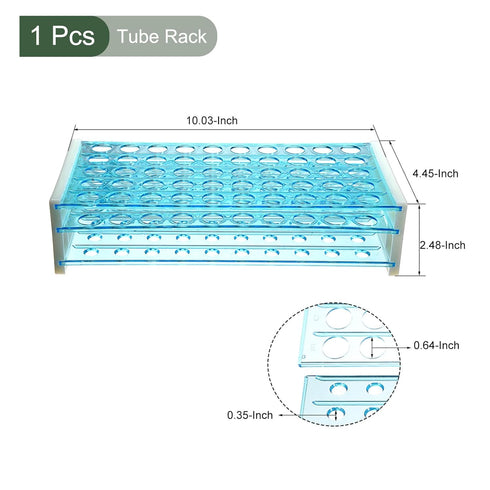 YOKIVE Tube Rack, Polypropylene Test Tube Rack Holder | Great for 0.5ml, 10ml, 15ml Lab Test Tube(Blue, 50-Sockets)