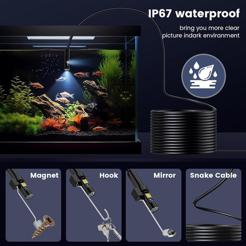 Endoscope Camera with Light, Dual Lens 1920P HD Borescope for iPhone or Android, Waterproof Inspection Camera