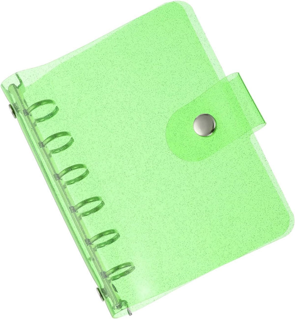 PATIKIL A7 Clear Binder Cover, Soft PVC Bling Loose Leaf Notebook Shell with Snap Button Closure, Green for DIY Meeting