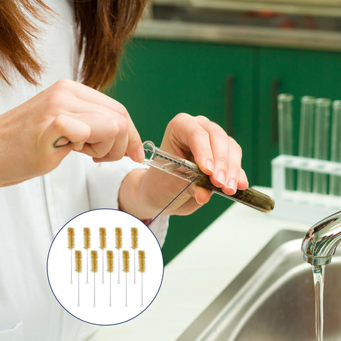 Test Tube Brushes, 10 Pack Bristle Cleaning Brushes for Laboratory Use, Size L with Radial Tufted End