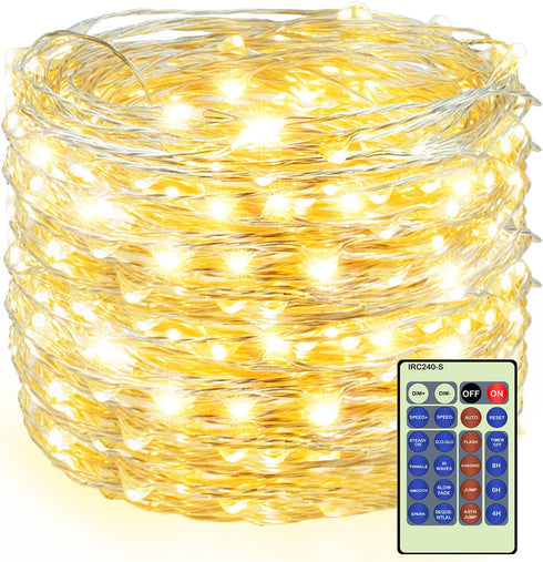 300LED Fairy Lights Twinkle String Light Plug in99ft Bendable Silver Copper Wire