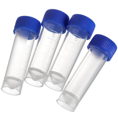 ZENFUN Set of 100 Plastic Test Tubes with Lids, 5 ml Graduated Shot Tubes for Liquid, Potions, Laboratory