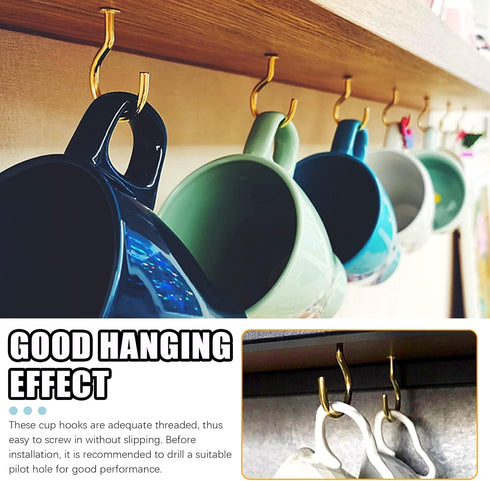 125Pcs Gold Screw-in Cup Hooks Kit, 7 Sizes Ceiling Small Hooks for Hanging Indoor or Outdoor Use (Gold)
