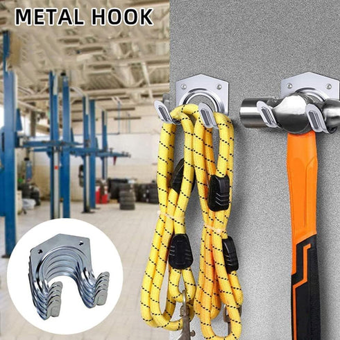 Storage Hanger Hooks, Double Tool Storage Hook 10Pcs Wall Mounted Hanger Hooks with 20Pcs Screws for Garage Shed