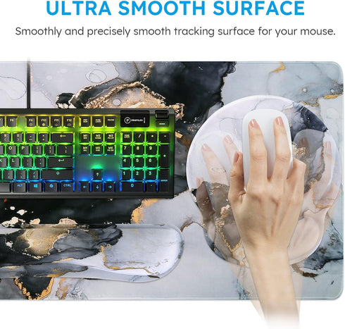 iCasso Set,4in1 Set Desk Mat, Gaming Mouse Pad Wrist Support XXL Large Mousepad + Keyboard Wrist Rest+Mouse Wrist