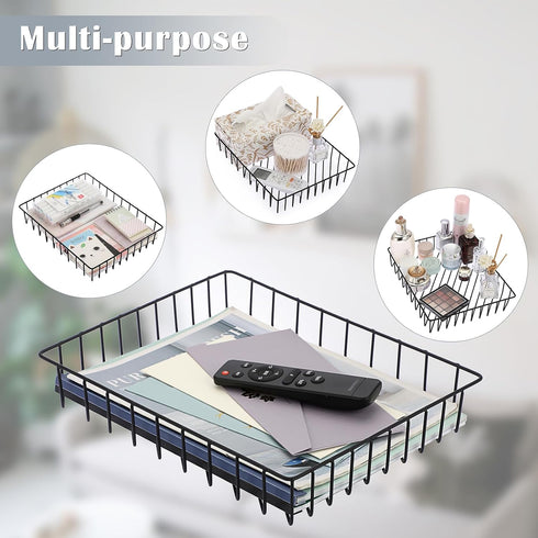 BTSKY Multipurpose A4 File Tray, Wire Desk Tray Organizer, Elegant Letter Size Desk Documents Tray for Office, Black