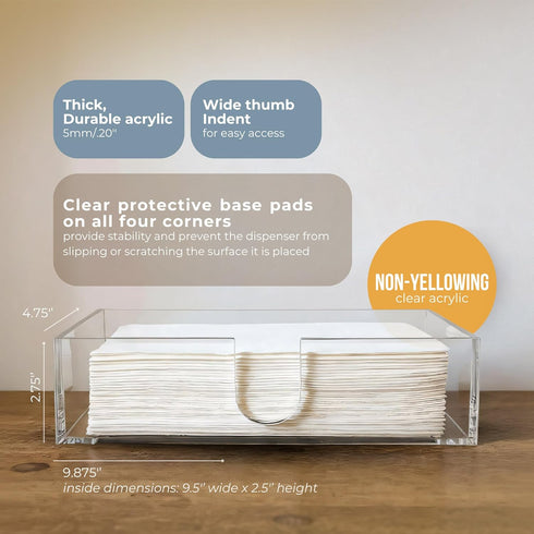 (5mm) (9.87W 4.75D 2.75H) Countertop Sicily Acrylic Napkin Holder Multifold Paper Towel Dispenser x x Hand Towel Holder