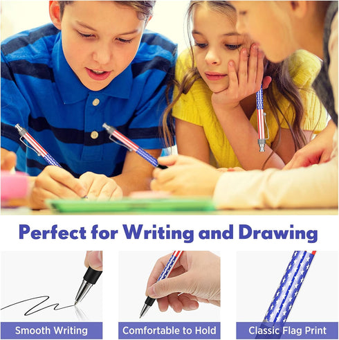 Tenare 200 Pcs American Flag Ballpoint Pen Patriotic 1.0mm Black Ink Pens for USA Souvenirs and Gifts