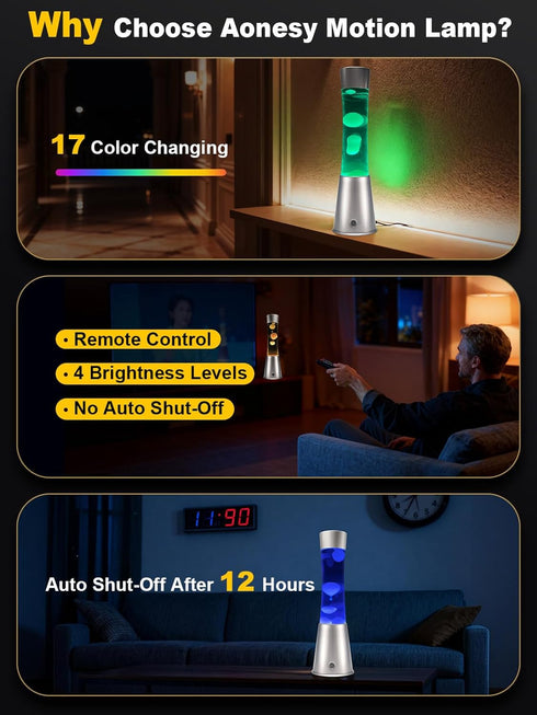 Remote,17-Color Lamp,15.5 Inch AONESY Liquid Motion Lamps with Changing Mood Large LED Night Light, Soothing Table Lamp