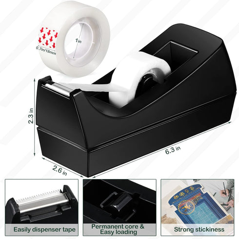 Yahenda 6 Pack Desktop Tape Dispenser Non Skid Base for Invisible Tape with 0.7 x 985 Inches Tape Refills