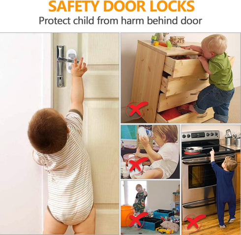 ZENTIVOR 4-Pack Door Handle Baby Proof Lock Child Proof Door Lever Lock for Kids Safety Stops Toddler, Dog & Cat from