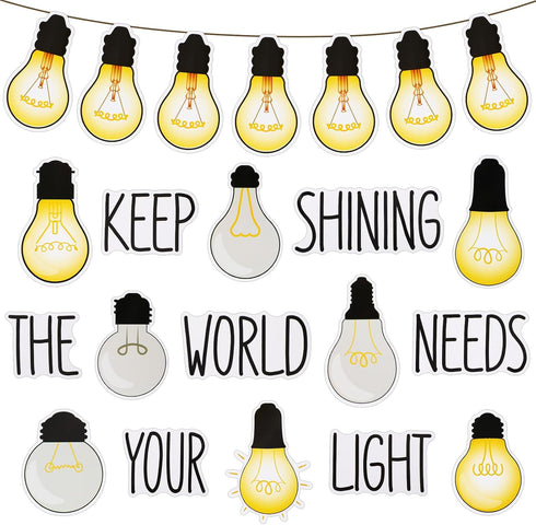 Karenhi 108 Pcs Back to School Light Bulb Bulletin Board Decoration Cutouts Set with Motivational Border