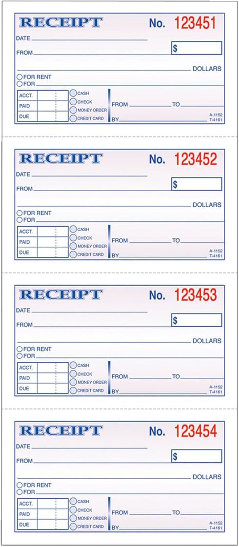 Sigg Adams Money and Rent Receipt, Carbonless, 5.25 x 11 Inches, White and