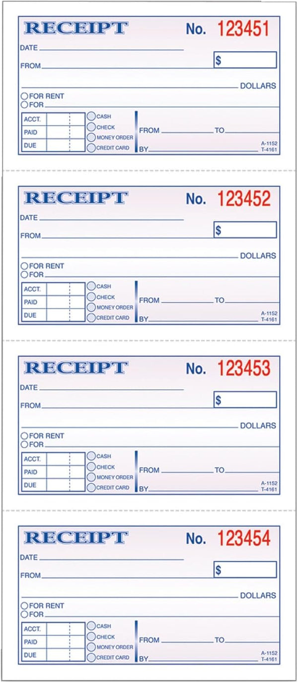 Sigg Adams Money and Rent Receipt, Carbonless, 5.25 x 11 Inches, White and