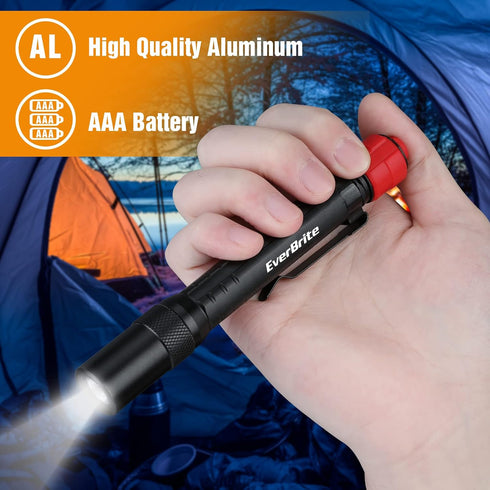 395nm EverBrite Red Light Flashlight with Blacklight UV/White Light, Multi-Function LED Pocket Pen Light, AAA Batteries