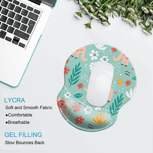 Ergonomic Mouse Pad with Wrist Rest Support, Cute Non-Slip PU Base Mat for Gaming & Working (Wrist Elephant)