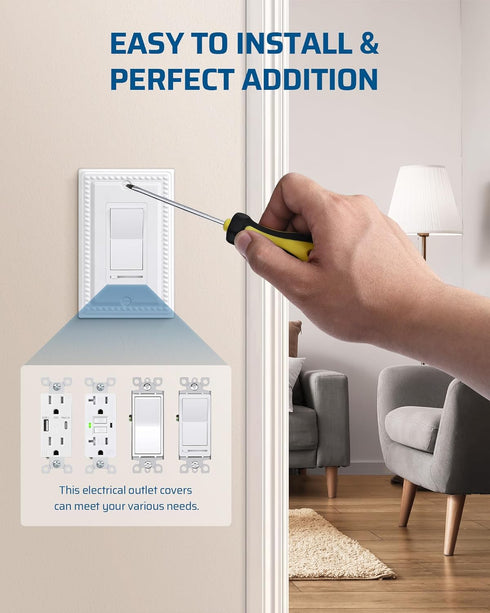 DEWENWILS 4 Pack Metal Outlet Covers, Classic White Finish Light Switch Cover Plates for Electrical Outlets