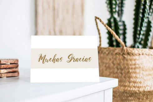 Shimmering 8 Pack 48 Spanish Gold Thank You Cards - Unique Designs