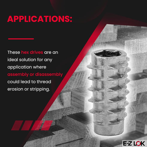 E-Z LOK 801420-20 E-Z Lok Threaded Insert, Zinc, Hex-Flush, 1/4"-20 Internal Threads, Pack of 50