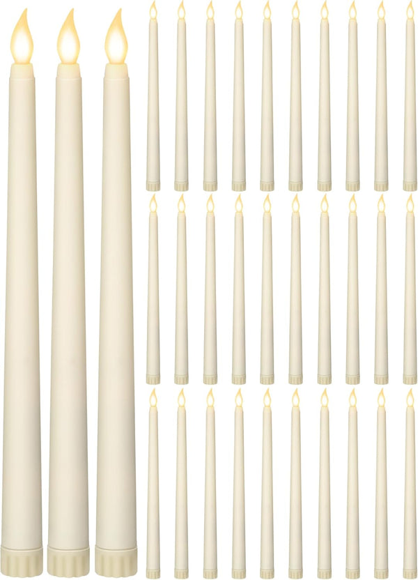 Retisee 30 Pcs 11 Inch Flameless Taper Candles LED Candles Bulk Battery