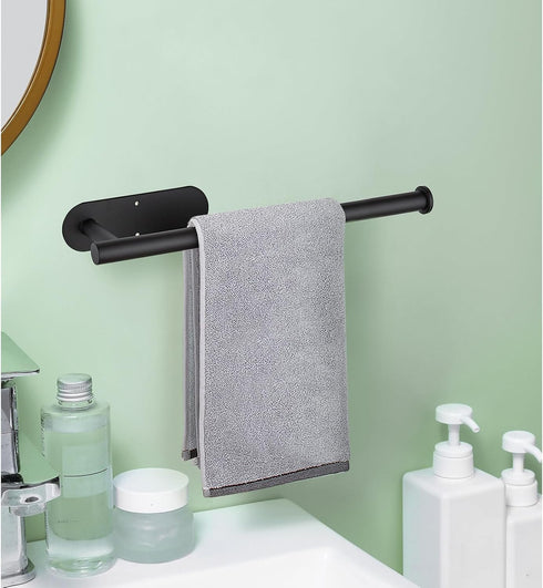 JOY DECOR 2 Pack SUS304 Paper Towel Holder - Matte Black Stainless Steel, Under Cabinet Self Adhesive Or Drilling Paper