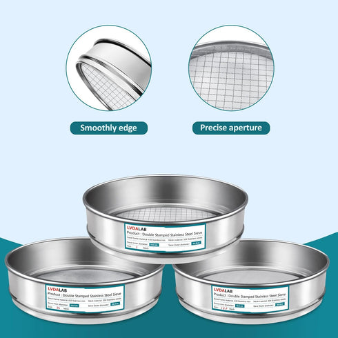 304 Stainless Steel Mesh Lab Sieve, 3 Mesh (5mm) Aperture, 7.9Inch Diameter for Industrial Laboratory