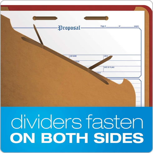 Pendaflex Recycled File Folders, Letter Size, Red (24075R), 2 Dividers, 2" Fasteners, 2/5 Tab Cut, Box of 10