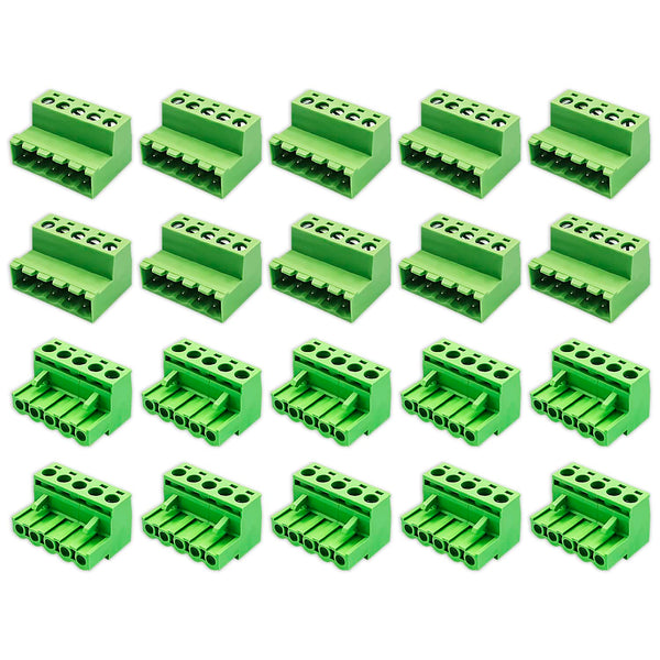 10 Pairs 5 Pin 5.08mm Pitch PCB Mount Screw, 10Pcs Phoenix Type Connector PCB Mount Terminal Block with 10Pcs Plug