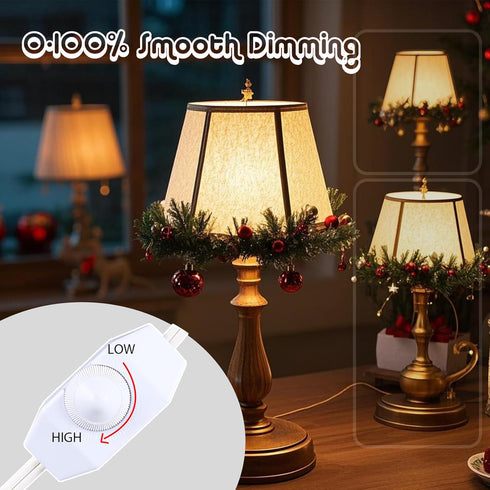 Leymays Dimmer 6FT 120V 100W Dimmable Dimming Pack 1 Light Switch, Rotary Control for - Outdoor String Lights Lights